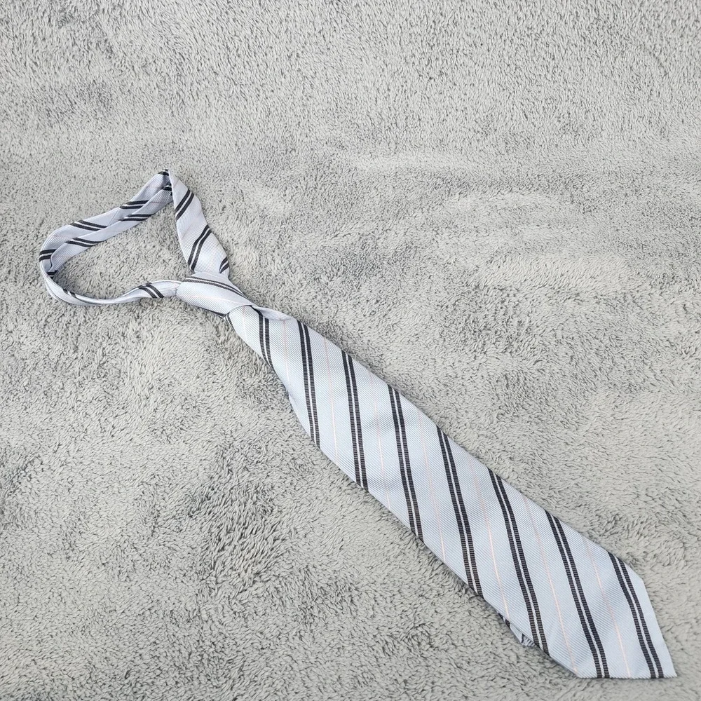 Ermenegildo Zegna Tie Mens Silk Blue‎ Brown Peach Striped Necktie Made in Italy